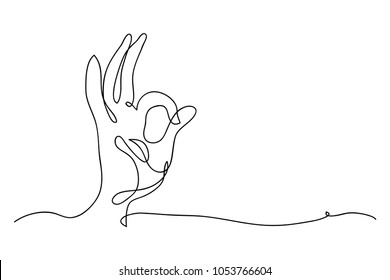 continuous line drawing of a hand symbol okay.