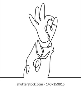 continuous line drawing of a hand symbol okay. 