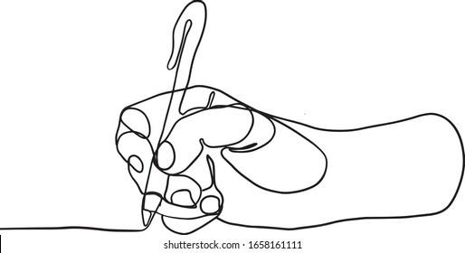 continuous line drawing of hand drawing a line . vector illustration for banner, poster, web, template, business card. Black thin line image of hands writing icon.hand-drawn picture silhouette line ar