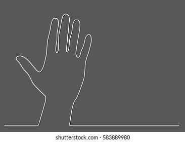 continuous line drawing of hand waving gesture
