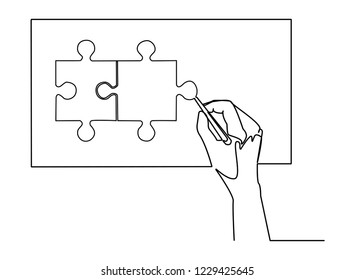 Continuous line, drawing of Hand writing messages on pape
Jigsaw