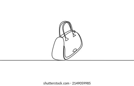 Continuous line drawing of handbag, women's fashion, object one line, single line art, vector illustration