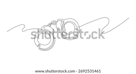 Continuous line drawing handcuffs minimalist design vector illustration