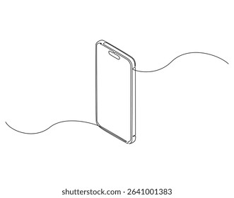Continuous line drawing of handphone. Single line illustration of modern phone. Smart technology, gadget concept. Editable outline