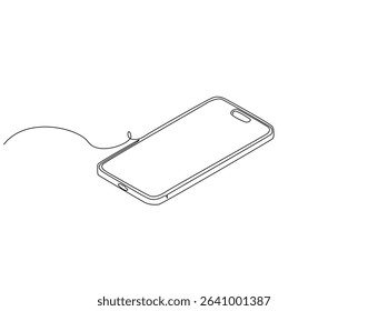 Continuous line drawing of handphone. Single line illustration of modern phone. Smart technology, gadget concept. Editable outline