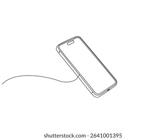 Continuous line drawing of handphone. Single line illustration of modern phone. Smart technology, gadget concept. Editable outline