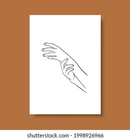 Continuous Line Drawing of Hands Couple Trendy Minimalist. Perfect for stationery design, social media, blogs, wall art, packaging design and also for other ideas. Vector EPS 10.