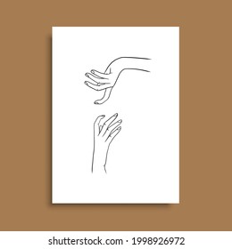 Continuous Line Drawing of Hands Couple Trendy Minimalist. Perfect for stationery design, social media, blogs, wall art, packaging design and also for other ideas. Vector EPS 10.