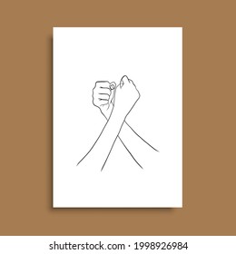 Continuous Line Drawing of Hands Couple Trendy Minimalist. Perfect for stationery design, social media, blogs, wall art, packaging design and also for other ideas. Vector EPS 10.