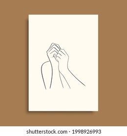 Continuous Line Drawing of Hands Couple Trendy Minimalist. Perfect for stationery design, social media, blogs, wall art, packaging design and also for other ideas. Vector EPS 10.