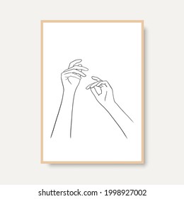 Continuous Line Drawing of Hands Couple Trendy Minimalist. Perfect for stationery design, social media, blogs, wall art, packaging design and also for other ideas. Vector EPS 10.