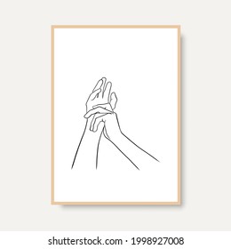 Continuous Line Drawing of Hands Couple Trendy Minimalist. Perfect for stationery design, social media, blogs, wall art, packaging design and also for other ideas. Vector EPS 10.