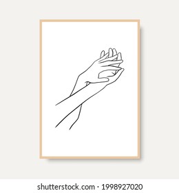 Continuous Line Drawing of Hands Couple Trendy Minimalist. Perfect for stationery design, social media, blogs, wall art, packaging design and also for other ideas. Vector EPS 10.