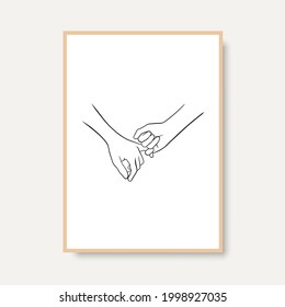 Continuous Line Drawing of Hands Couple Trendy Minimalist. Perfect for stationery design, social media, blogs, wall art, packaging design and also for other ideas. Vector EPS 10.