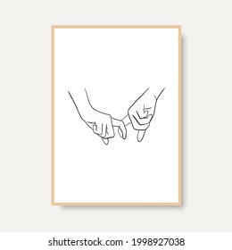 Continuous Line Drawing of Hands Couple Trendy Minimalist. Perfect for stationery design, social media, blogs, wall art, packaging design and also for other ideas. Vector EPS 10.