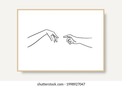 Continuous Line Drawing of Hands Couple Trendy Minimalist. Perfect for stationery design, social media, blogs, wall art, packaging design and also for other ideas. Vector EPS 10.