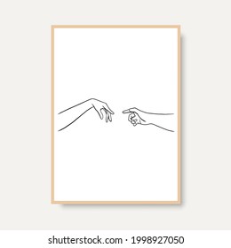 Continuous Line Drawing of Hands Couple Trendy Minimalist. Perfect for stationery design, social media, blogs, wall art, packaging design and also for other ideas. Vector EPS 10.