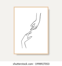 Continuous Line Drawing of Hands Couple Trendy Minimalist. Perfect for stationery design, social media, blogs, wall art, packaging design and also for other ideas. Vector EPS 10.