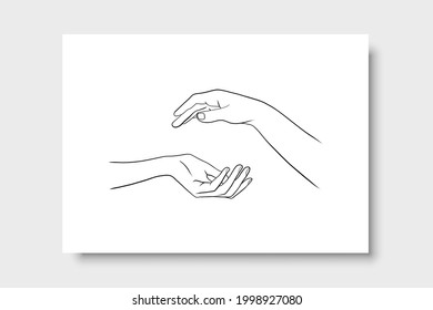 Continuous Line Drawing of Hands Couple Trendy Minimalist. Perfect for stationery design, social media, blogs, wall art, packaging design and also for other ideas. Vector EPS 10.