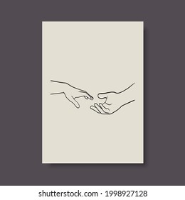Continuous Line Drawing of Hands Couple Trendy Minimalist. Perfect for stationery design, social media, blogs, wall art, packaging design and also for other ideas. Vector EPS 10.