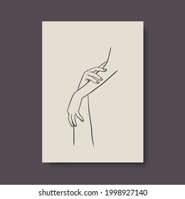 Continuous Line Drawing of Hands Couple Trendy Minimalist. Perfect for stationery design, social media, blogs, wall art, packaging design and also for other ideas. Vector EPS 10.