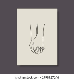 Continuous Line Drawing of Hands Couple Trendy Minimalist. Perfect for stationery design, social media, blogs, wall art, packaging design and also for other ideas. Vector EPS 10.