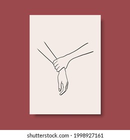 Continuous Line Drawing of Hands Couple Trendy Minimalist. Perfect for stationery design, social media, blogs, wall art, packaging design and also for other ideas. Vector EPS 10.