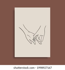 Continuous Line Drawing of Hands Couple Trendy Minimalist. Perfect for stationery design, social media, blogs, wall art, packaging design and also for other ideas. Vector EPS 10.