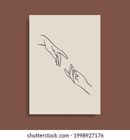 Continuous Line Drawing of Hands Couple Trendy Minimalist. Perfect for stationery design, social media, blogs, wall art, packaging design and also for other ideas. Vector EPS 10.