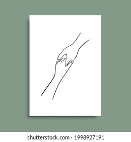 Kontinuierliche Linienzeichnung der Hands Couple Trendy Minimalist. Perfekt für Schreibwaren-Design, Social Media, Blogs, Wandkunst, Verpackungsdesign und auch für andere Ideen. Vektor EPS10.