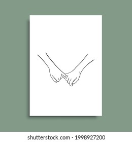 Continuous Line Drawing of Hands Couple Trendy Minimalist. Perfect for stationery design, social media, blogs, wall art, packaging design and also for other ideas. Vector EPS 10.