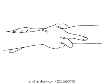 Continuous Line Drawing of Hands Couple Minimalist Illustration. Vector illustration.