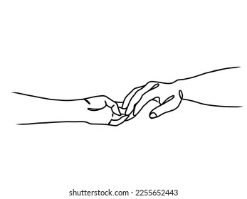 Durchgängige Linienzeichnung der Hände Doppelminimalistische Illustration. Vektorgrafik.