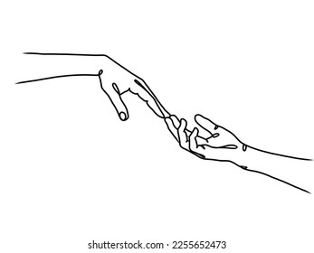 Continuous Line Drawing of Hands Couple Minimalist Illustration. Vector illustration.