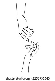 Durchgängige Linienzeichnung der Hands Couple Trendy Minimalist Illustration.	