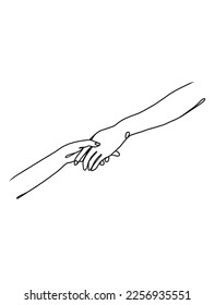 Continuous Line Drawing of Hands Couple Trendy Minimalist Illustration.	