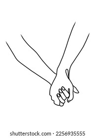 Continuous Line Drawing of Hands Couple Trendy Minimalist Illustration.	