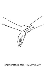 Continuous Line Drawing of Hands Couple Trendy Minimalist Illustration.	