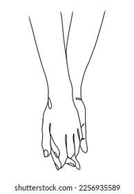 Continuous Line Drawing of Hands Couple Trendy Minimalist Illustration.	