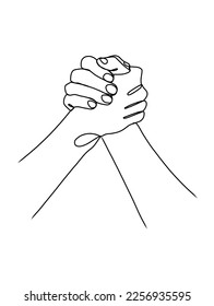 Durchgängige Linienzeichnung der Hands Couple Trendy Minimalist Illustration.	