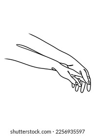 Continuous Line Drawing of Hands Couple Trendy Minimalist Illustration.	