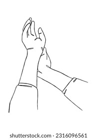 Continuous line drawing of hands couple trendy minimalist illustration. Vector illustration.