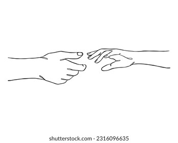 Continuous line drawing of hands couple trendy minimalist illustration. Vector illustration.