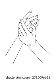 Continuous line drawing of hands couple trendy minimalist illustration. Vector illustration.