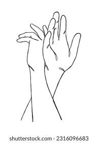 Continuous line drawing of hands couple trendy minimalist illustration. Vector illustration.