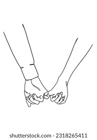 Continuous line drawing of hands couple trendy minimalist illustration. Vector illustration.