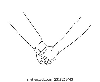 Continuous line drawing of hands couple trendy minimalist illustration. Vector illustration.
