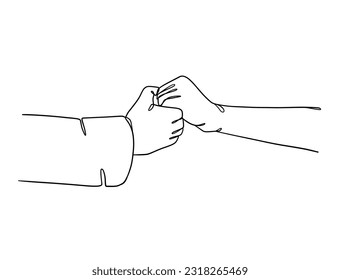 Kontinuierliche Zeilenzeichnung der Hände Paar trendige minimalistische Illustration. Vektorgrafik.