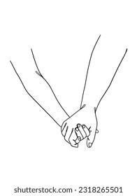 Continuous line drawing of hands couple trendy minimalist illustration. Vector illustration.