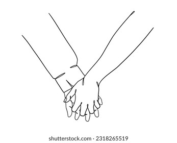 Continuous line drawing of hands couple trendy minimalist illustration. Vector illustration.